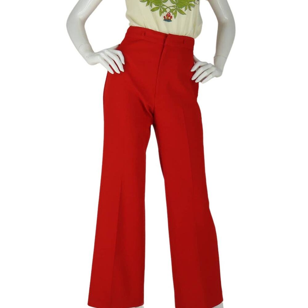 70s Vintage Hipster Rock  High Waisted Boho Hippie Disco Mom Hot Red Pants 25